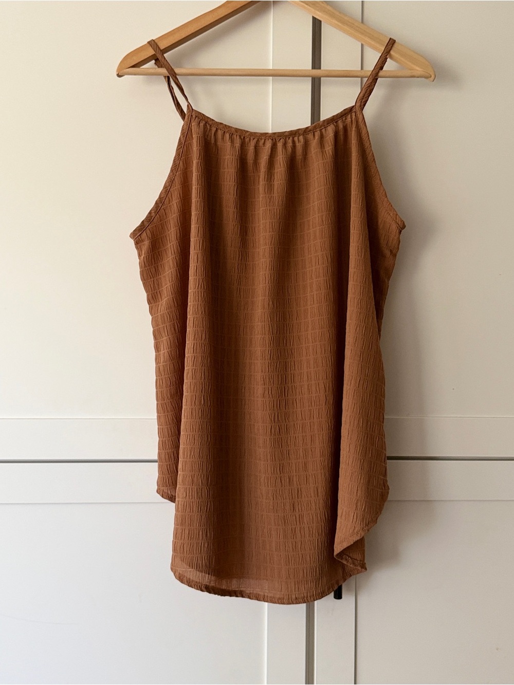 Women’s XL Brown Textured Boho Spaghetti Strap Camisole Tank Top